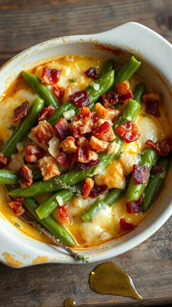 creamy cheddar bacon green beans