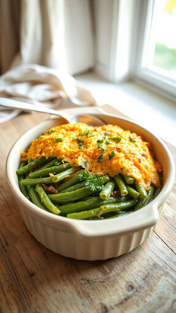 creamy cheddar green beans
