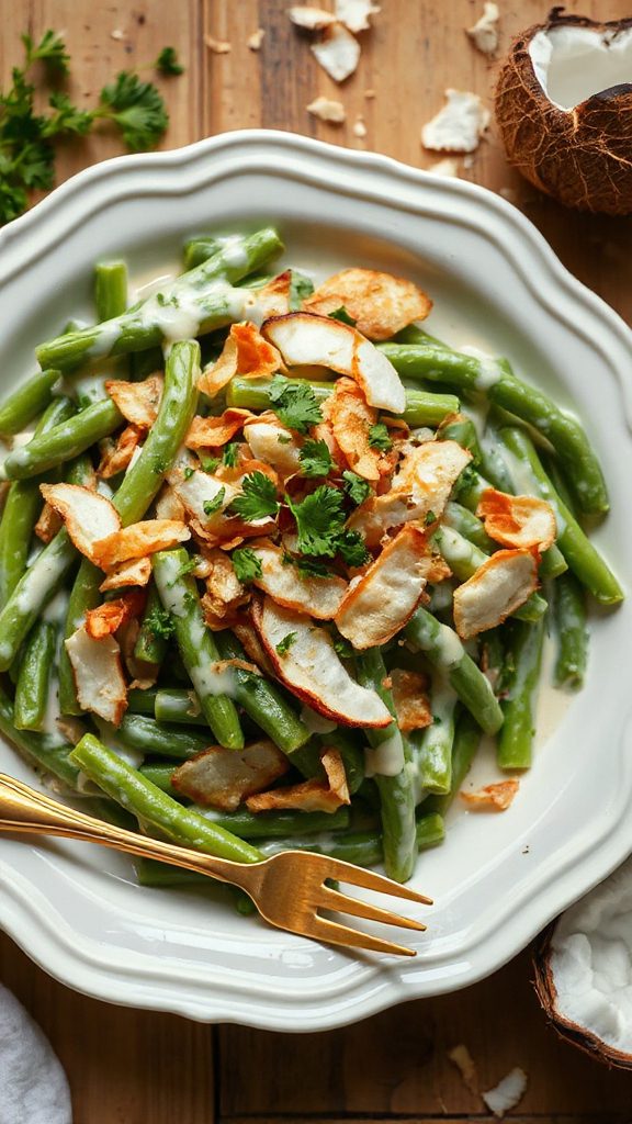 creamy coconut green beans casserole