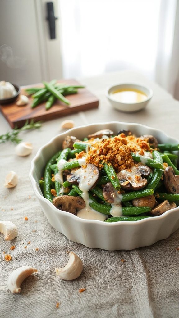creamy garlic green bean bake