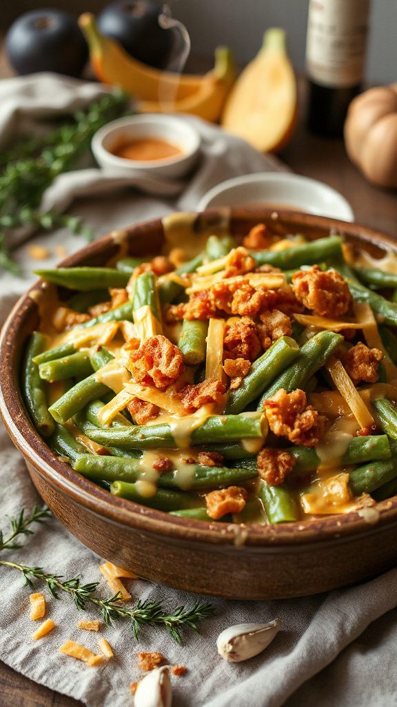 creamy garlic green bean casserole