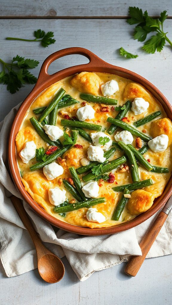 creamy garlic green bean gratin
