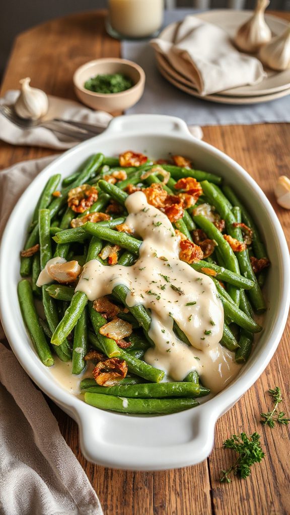 creamy garlic green beans