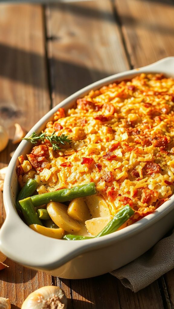 creamy garlic green beans casserole creamy garlic green beans casserole