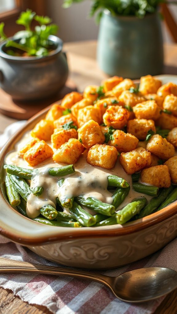 creamy garlicky tater tot casserole