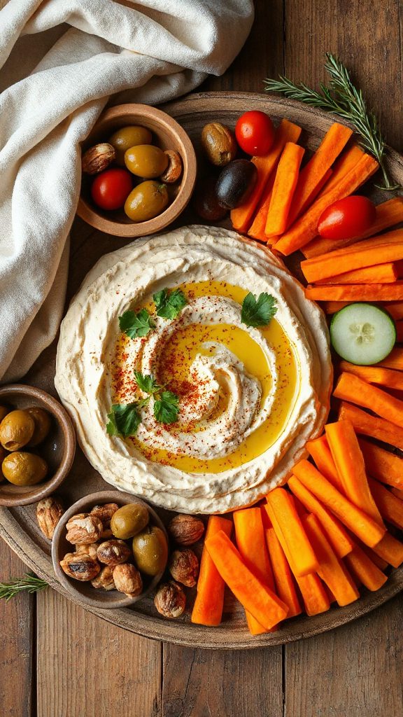 creamy hummus with fresh vegetables