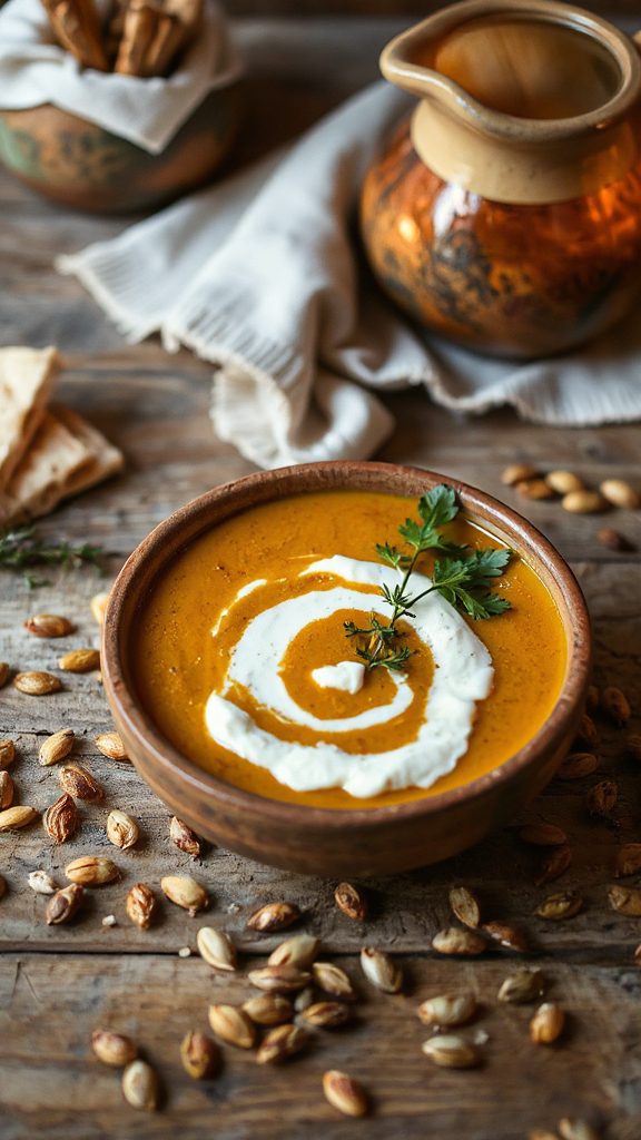 creamy labneh pumpkin soup