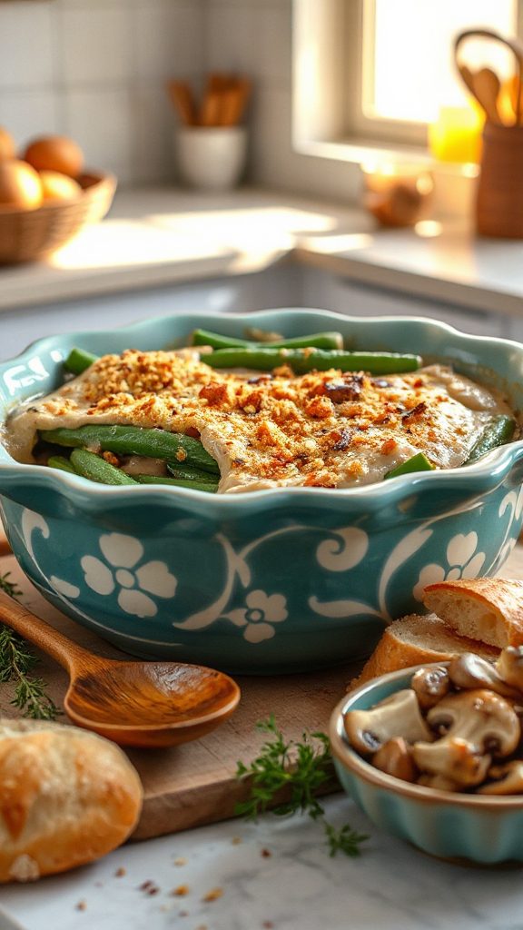 creamy mushroom green bean bake