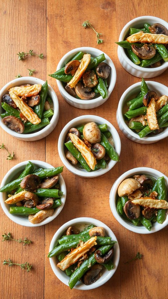 creamy mushroom green bean gratin