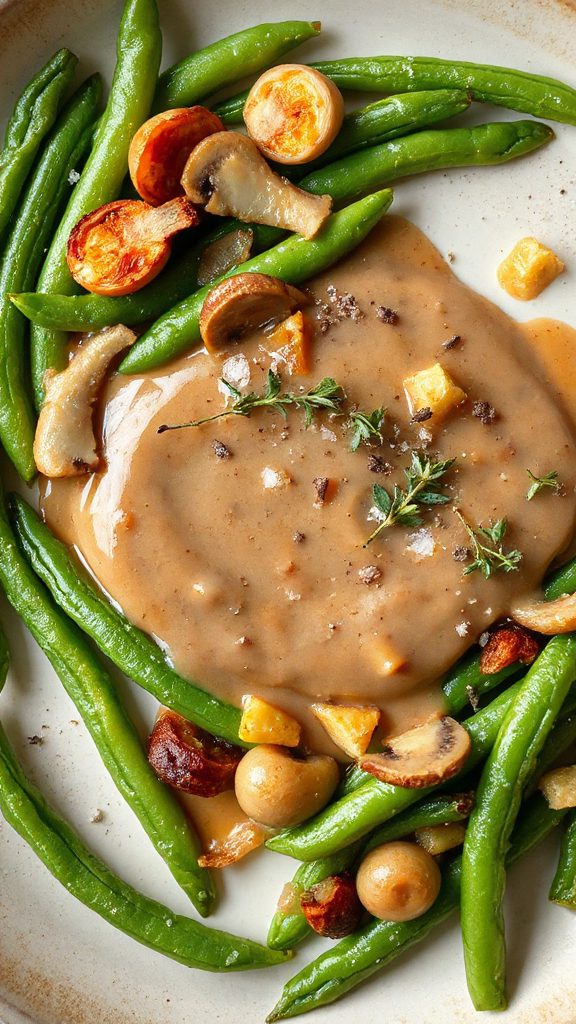 creamy mushroom green beans
