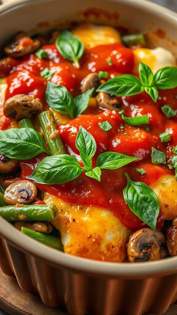 creamy mushroom marinara casserole
