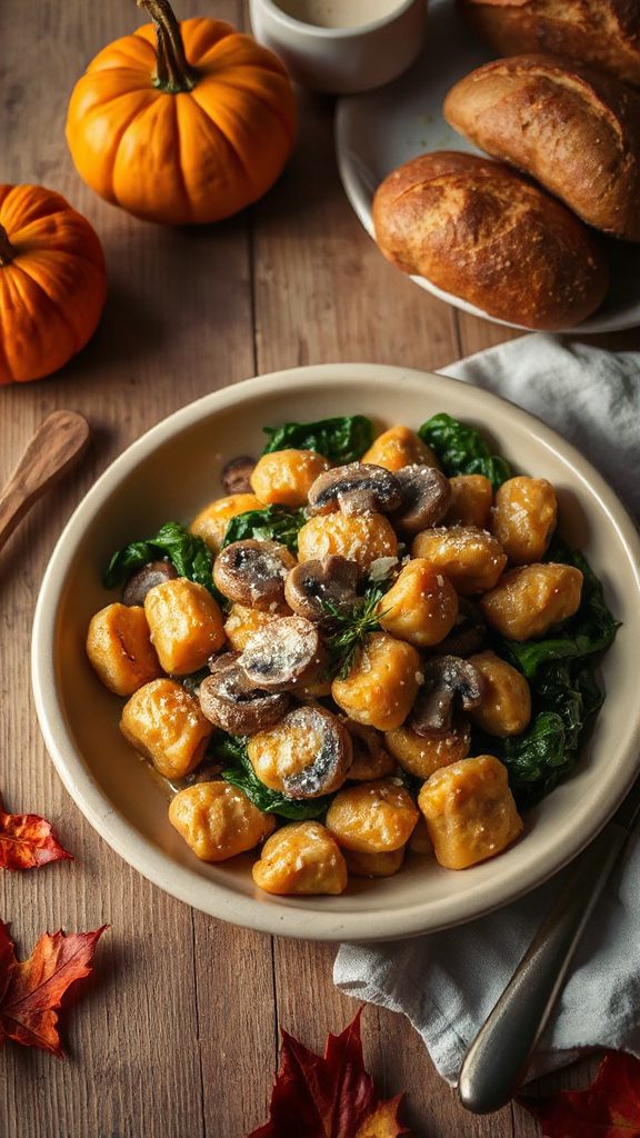 creamy mushroom spinach gnocchi