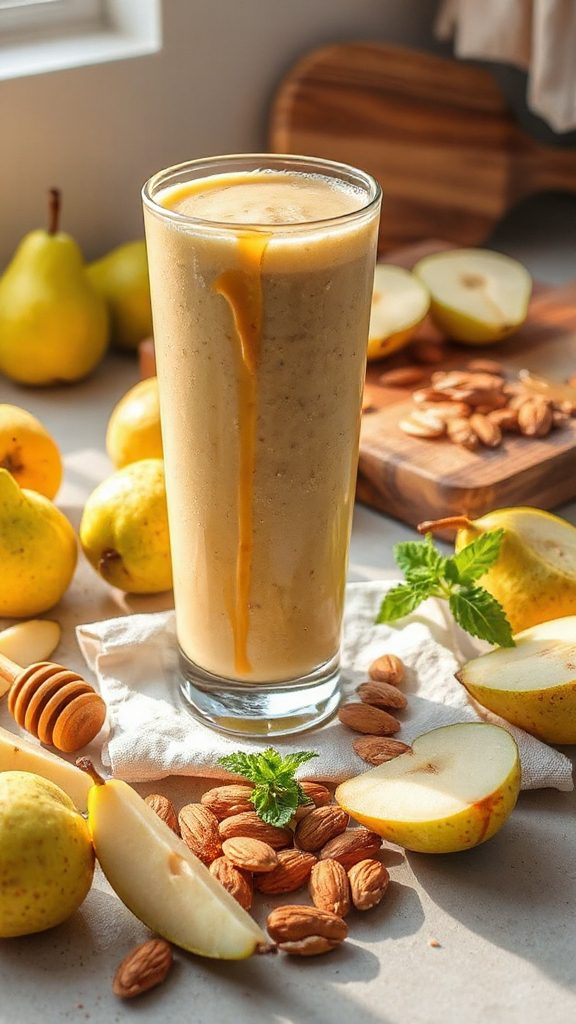 creamy pear almond smoothie