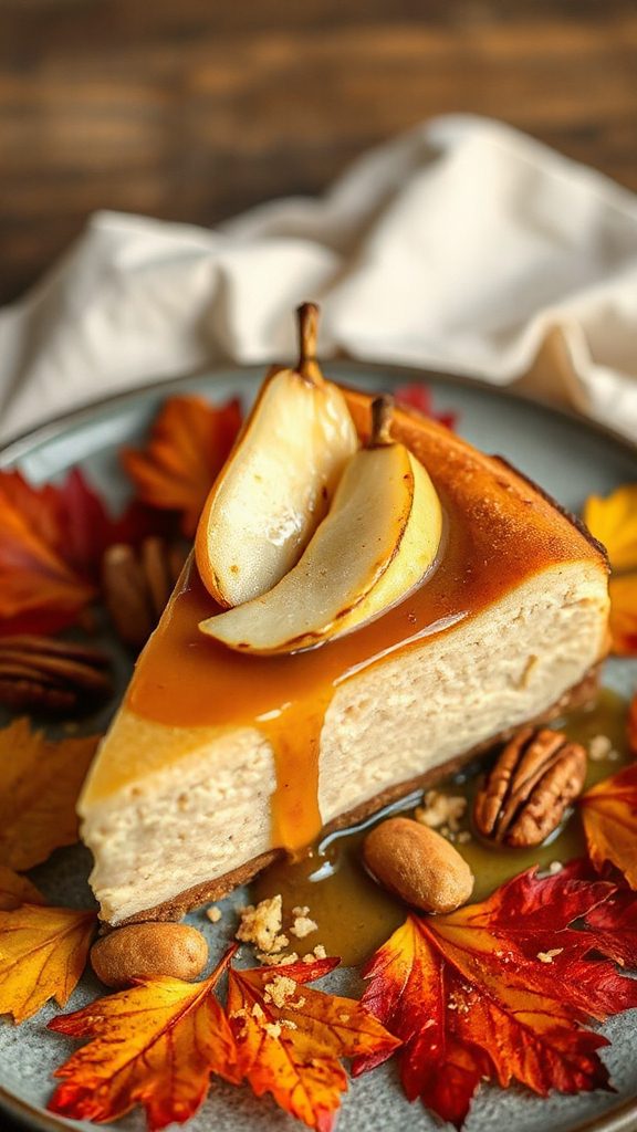 creamy pear spiced cheesecake