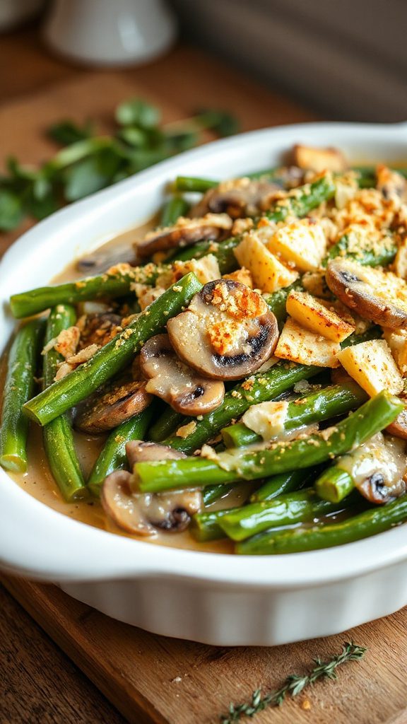 creamy pesto green bean casserole