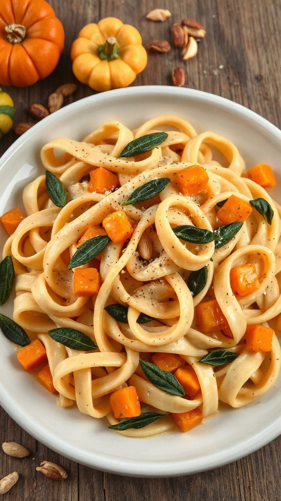 creamy pumpkin alfredo pasta