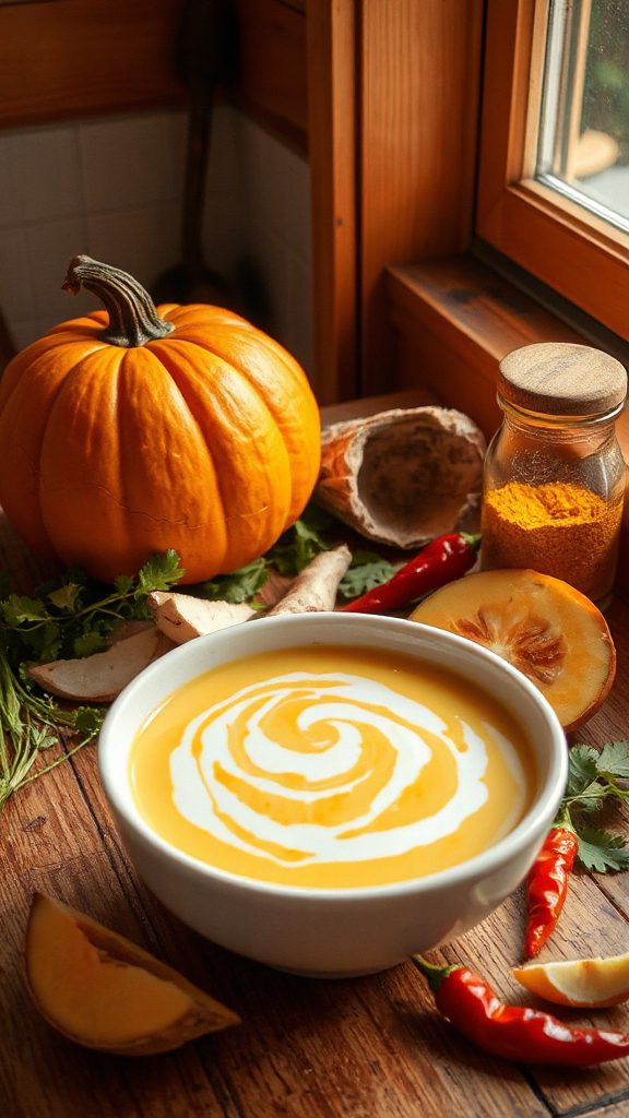 creamy pumpkin galangal soup