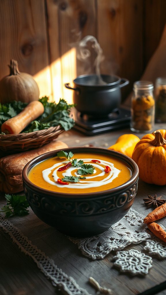 creamy pumpkin rendang soup