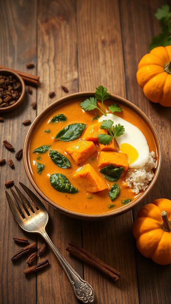 creamy pumpkin spinach curry