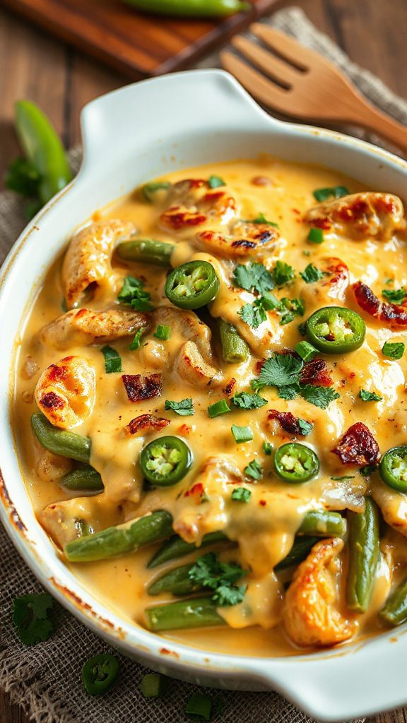 creamy queso green bean bake