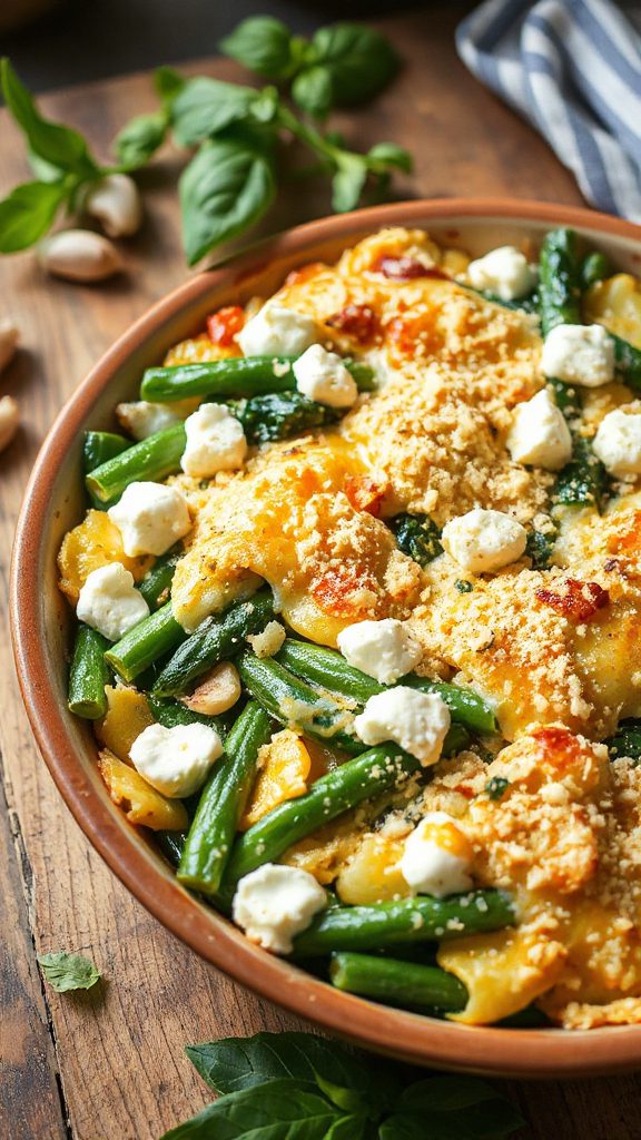 creamy ricotta green bean casserole