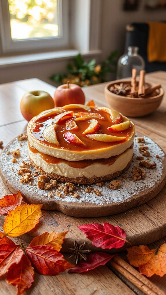 creamy spiced apple cheesecake