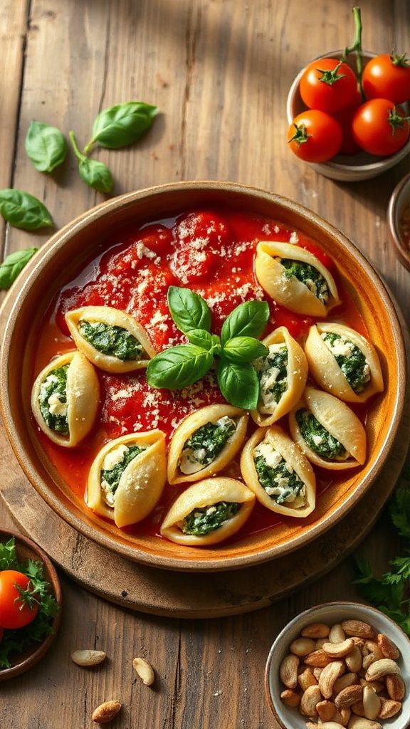 creamy spinach ricotta shells