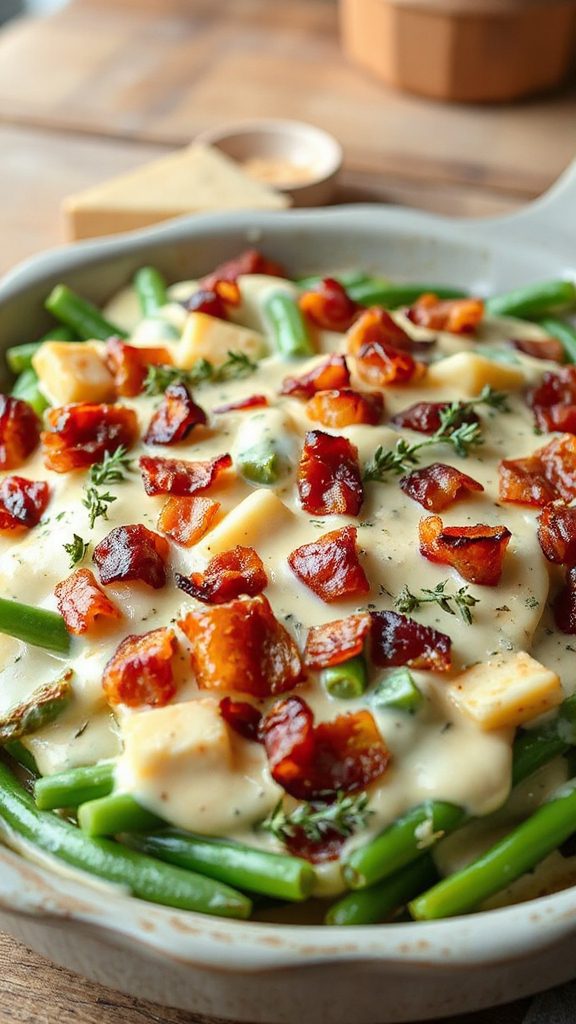 creamy thyme infused green bean casserole