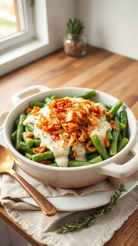 creamy vegan green bean casserole