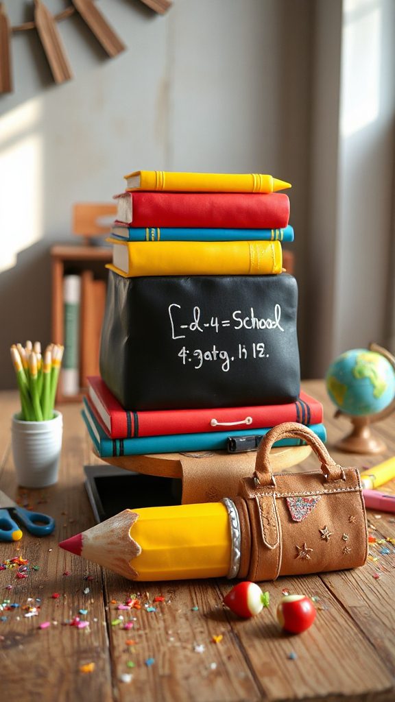 creative school themed cake decoration