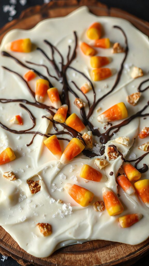 creepy candy corn bark