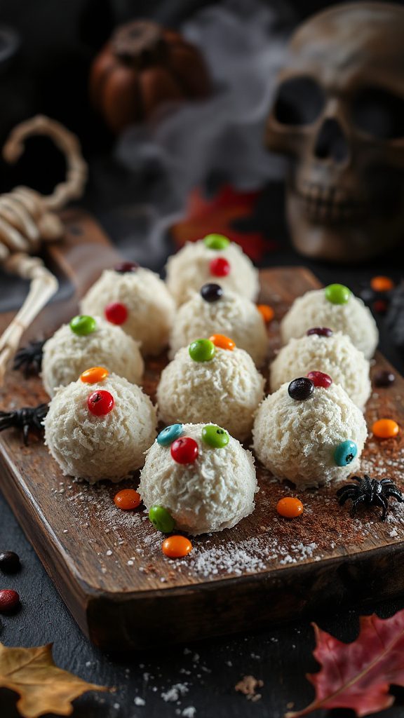 creepy coconut halloween truffles