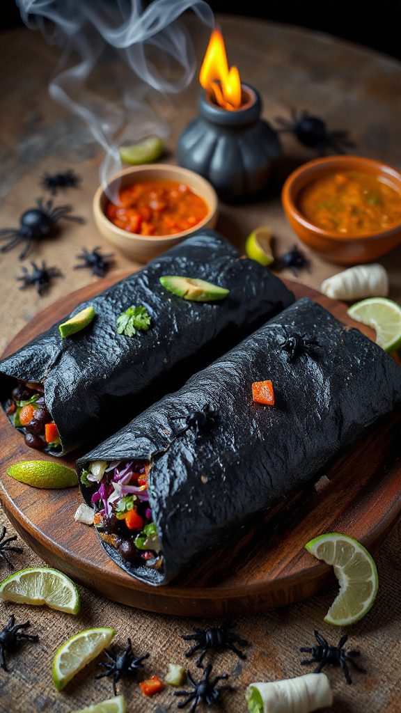 creepy crawly halloween burritos