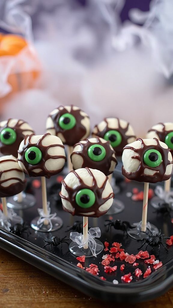 creepy eyeball marshmallow pops
