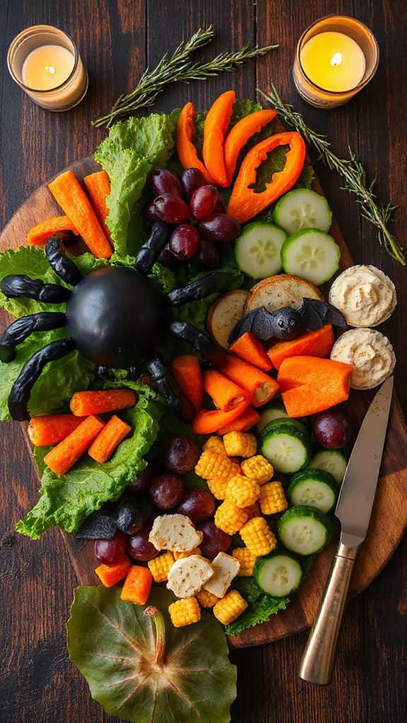 creepy halloween veggie arrangement
