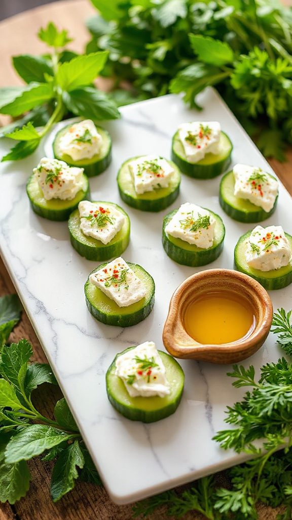 crisp cucumber feta appetizers