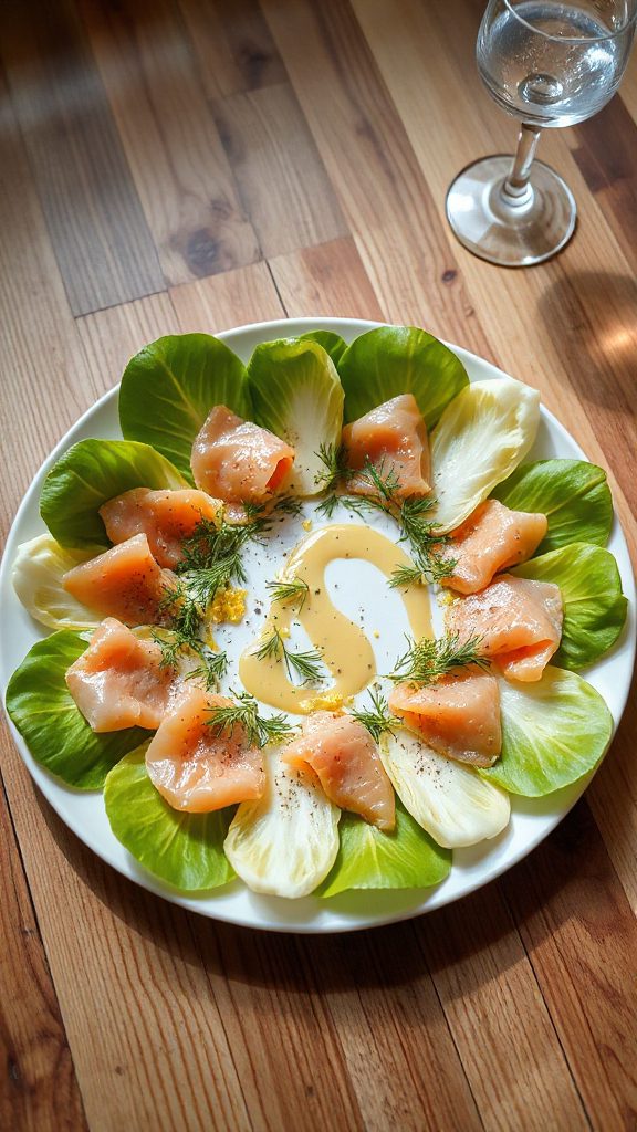 crisp endive with smoked salmon