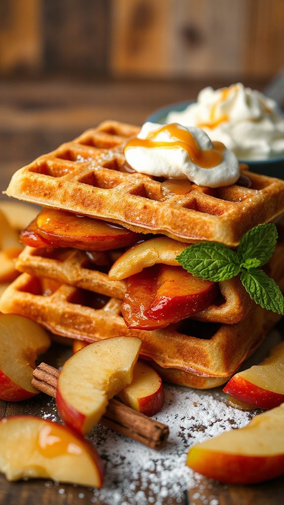 crispy apple pie waffles