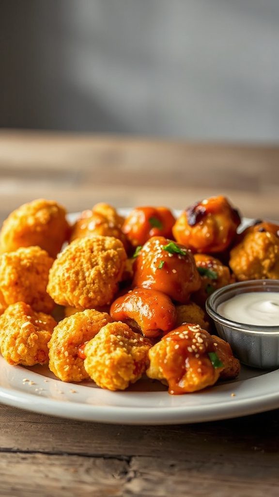 crispy buffalo chicken cauliflower nuggets