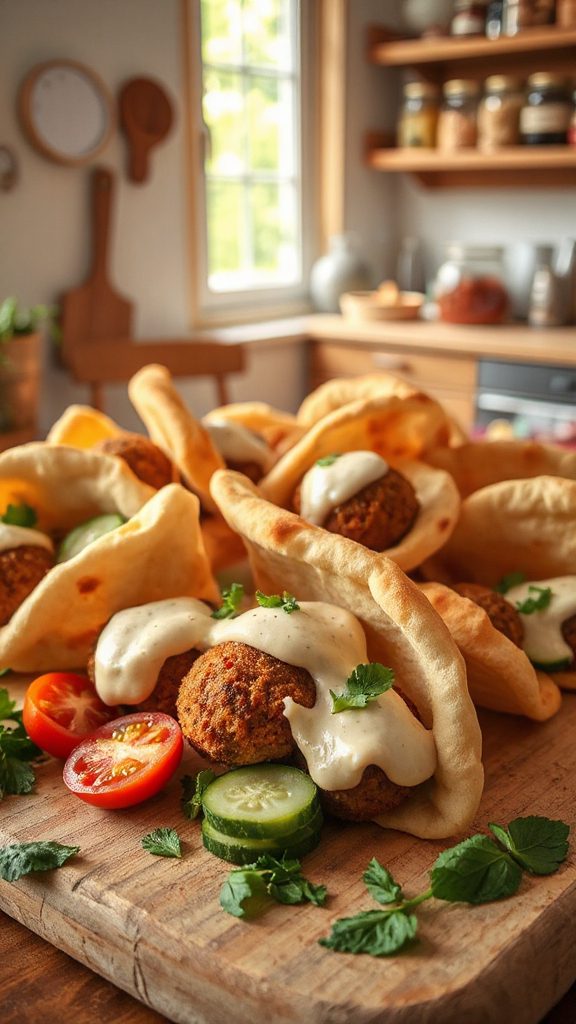 crispy falafel mini pitas