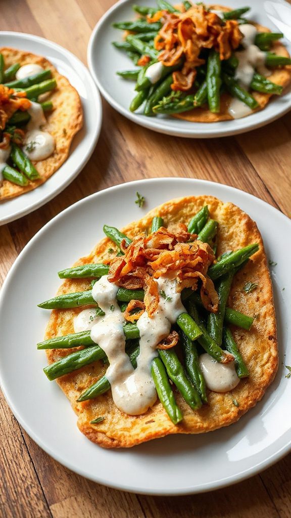 crispy flatbread green bean casserole