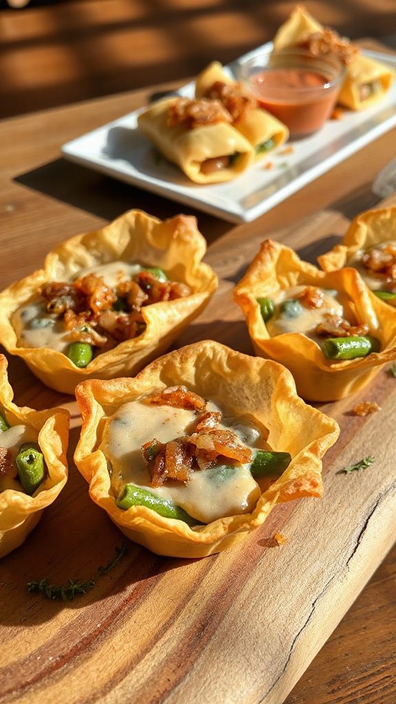 crispy green bean egg rolls