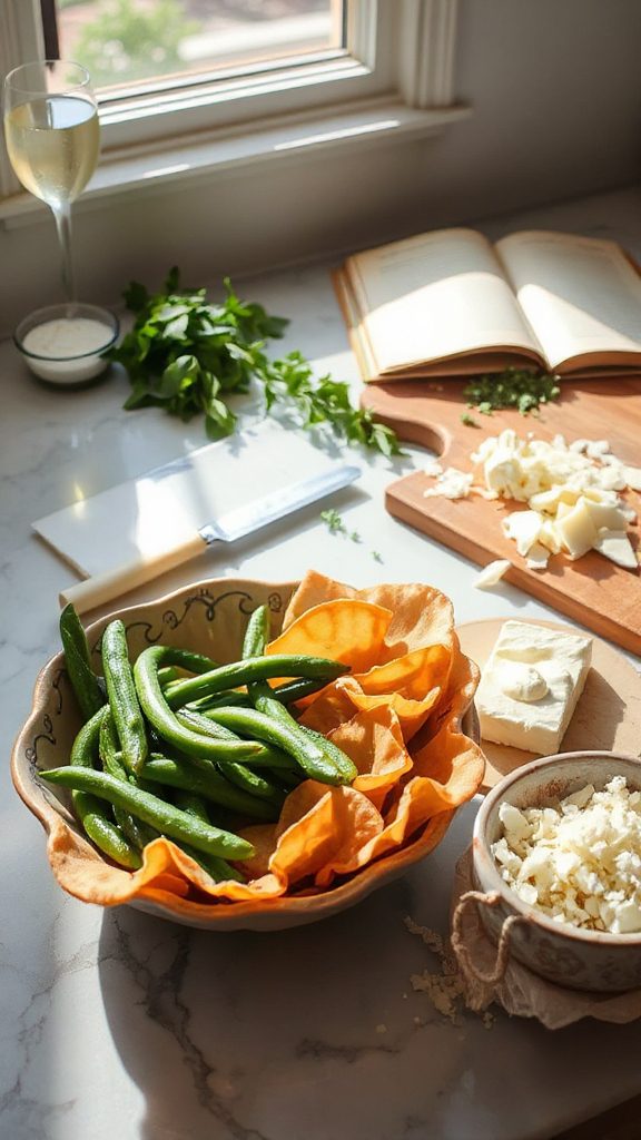 crispy phyllo green bean cups