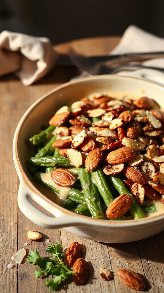 crispy shallot almond green beans