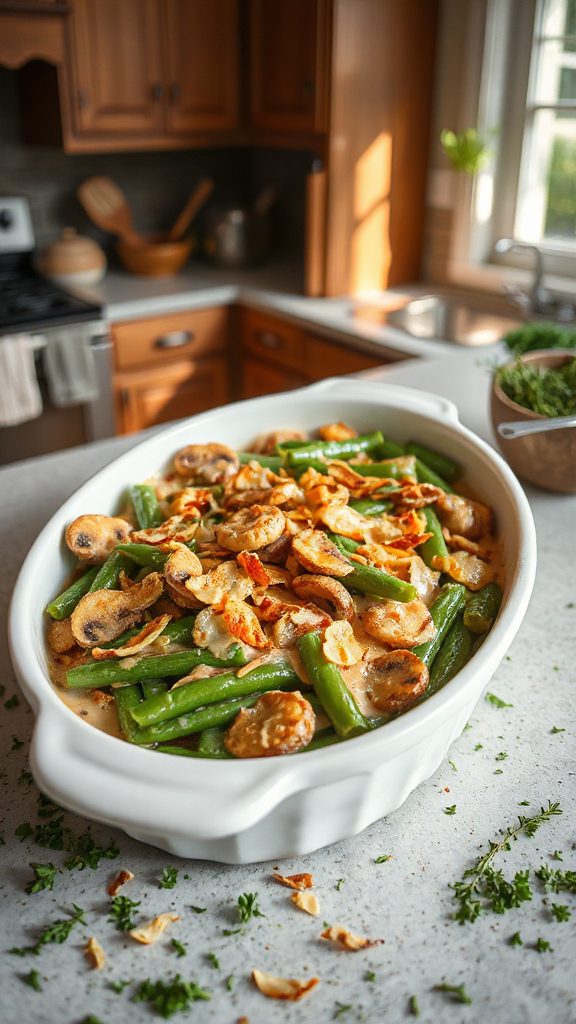 crispy shallots enhance casserole
