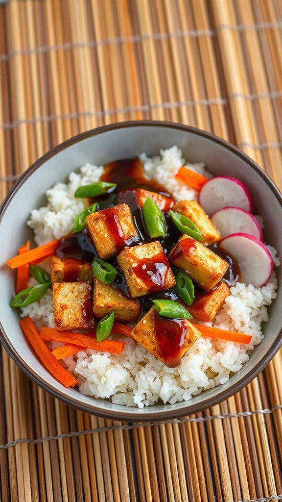 crispy tofu in teriyaki