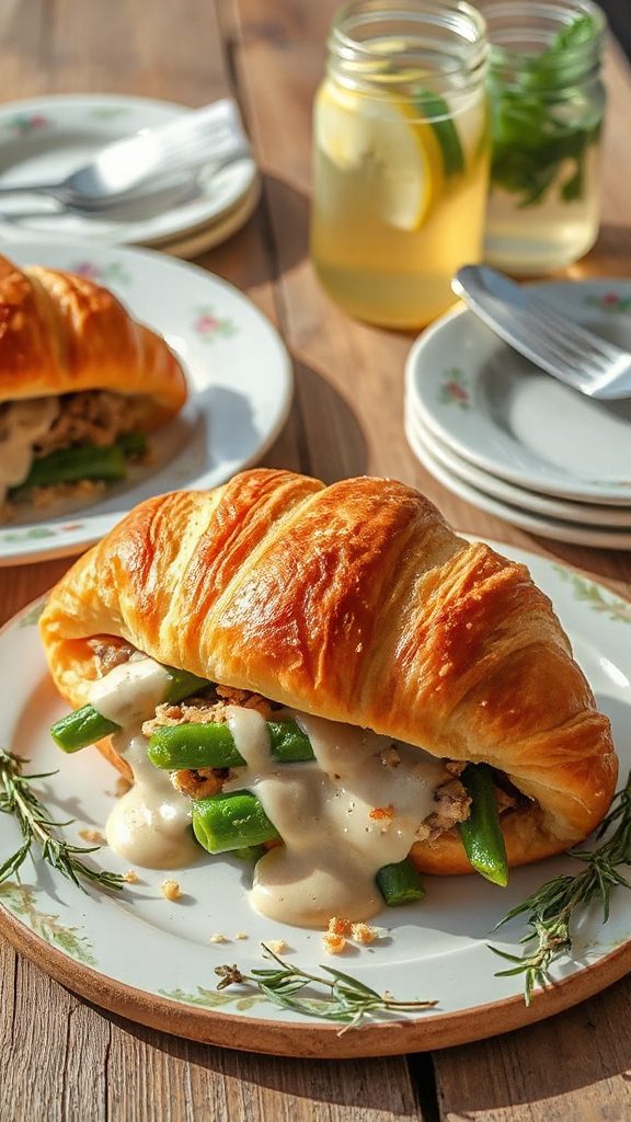 croissant sandwich with casserole