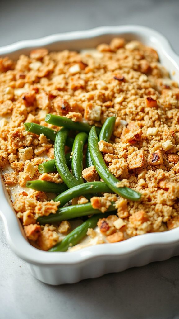 crunchy broiled green bean casserole