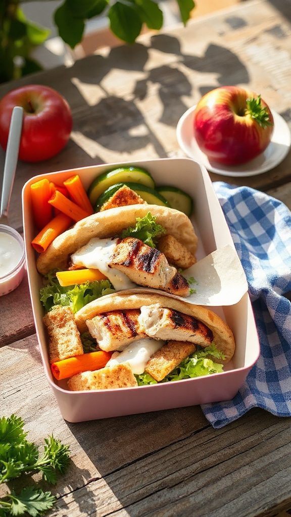 crunchy chicken caesar pitas