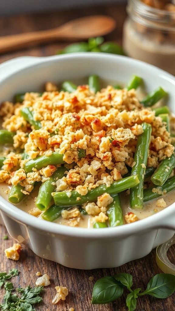 crunchy pesto green bean casserole crunchy pesto green bean casserole